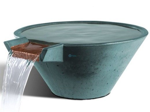 Slick Rock Concrete 34" Conical Cascade Water Bowl | Denim | Copper Spillway | KCC34CSPC-DENIM