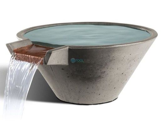 Slick Rock Concrete 29" Conical Cascade Water Bowl | Shale | Copper Spillway | KCC29CSPC-SHALE