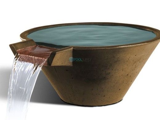 Slick Rock Concrete 22" Conical Cascade Water Bowl | Umber | Copper Spillway | KCC22CSPC-UMBER