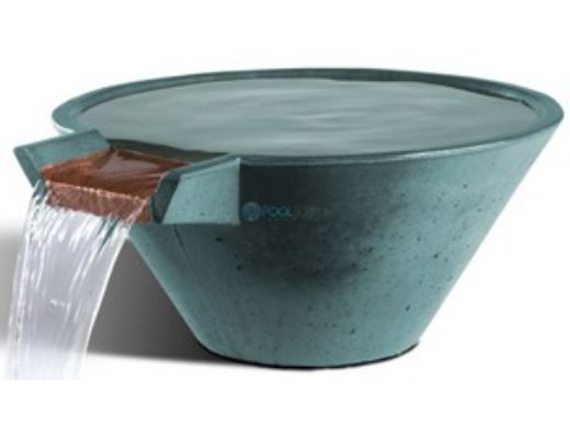 Slick Rock Concrete 22" Conical Cascade Water Bowl | Seafoam | Copper Spillway | KCC22CSPC-SEAFOAM