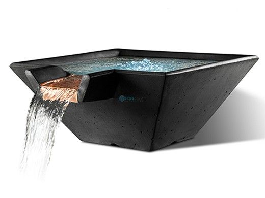 Slick Rock Concrete 29" Square Cascade Water Bowl | Onyx | Copper Spillway | KCC29SSPC-ONYX