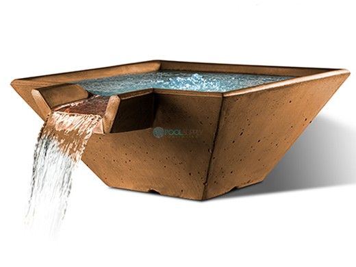 Slick Rock Concrete 22" Square Cascade Water Bowl | Rust Buff | Stainless Steel Spillway | KCC22SSPSS-RUSTBUFF