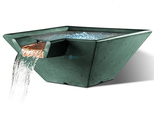 Slick Rock Concrete 29" Square Cascade Water Bowl | Seafoam | Stainless Steel Spillway | KCC29SSPSS-SEAFOAM