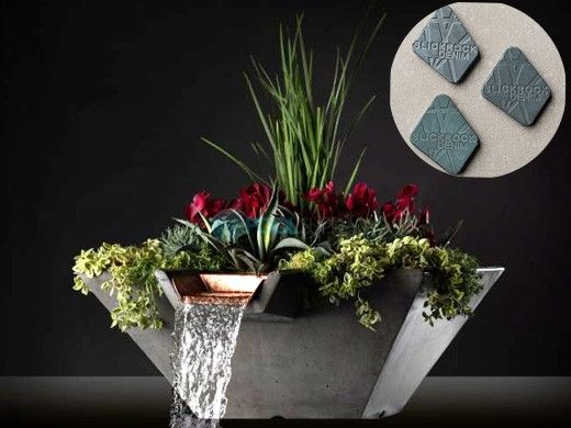 Slick Rock Concrete 22" Square Cascade Water Bowl + Planter | Denim | Stainless Steel Scupper | KCC22SSCSS-DENIM