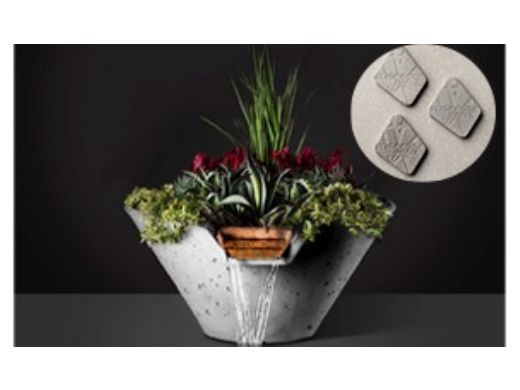 Slick Rock Concrete 22" Conical Cascade Water Bowl + Planter | Shale | Stainless Steel Scupper | KCC22CSCSS-SHALE