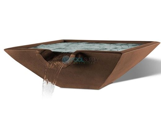 Slick Rock Concrete 30" Square Camber Water Bowl | Mahogany | No Liner | CS3011-MAHOGANY
