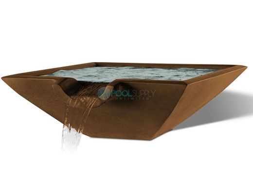 Slick Rock Concrete 30" Square Camber Water Bowl | Rust Buff | No Liner | CS3011-RUSTBUFF
