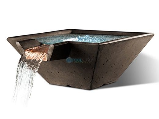 Slick Rock Concrete 29" Square Cascade Water Bowl | Coal Gray | No Liner | KCC29SNL-COALGRAY