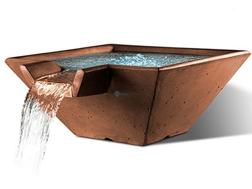 Slick Rock Concrete 34" Square Cascade Water Bowl | Adobe | No Liner | KCC34SNL-ADOBE