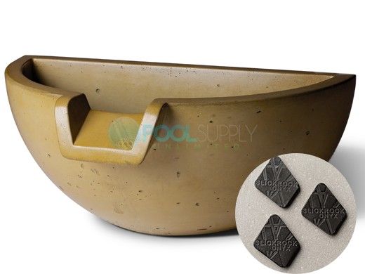 Slick Rock Concrete 16" Half Spill Water Bowl | Onyx | No Liner | KSPH3616NL-ONYX