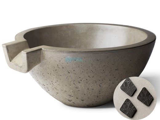 Slick Rock Concrete 24" Classic Spill Water Bowl | Onyx | No Liner | KSPC2412NL-ONYX