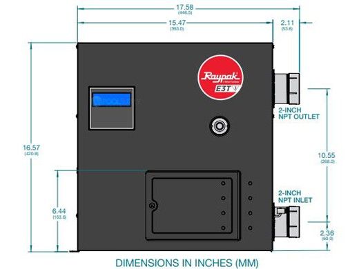 Raypak E3T 3-Phase Electric Commercial Pool u0026 Spa Heater | 30kW 102,364 BTU  | Titanium Heat Element | 480V | ELS-R-0030-4-TI 019146