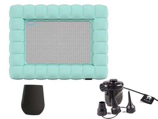 Pigro Felice Modul'Air Premium Inflatable Double Floating Hammock Bundle | Aquamarine Green | 921990-AGREEN
