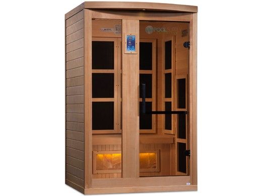 Golden Designs 2 Person Hotel Edition Full Spectrum PureTech Near Zero EMF FAR Infrared Sauna with Himalayan Salt Bar | Hemlock | GDI-8020-H2