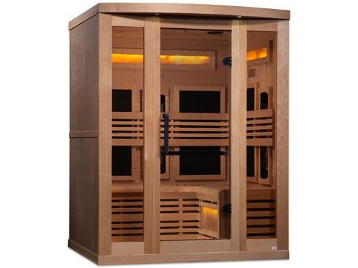 Golden Designs 3-Person Full Spectrum PureTech Near Zero EMF FAR Infrared Sauna with Himalayan Salt Bar | Hemlock | GDI-8230-01