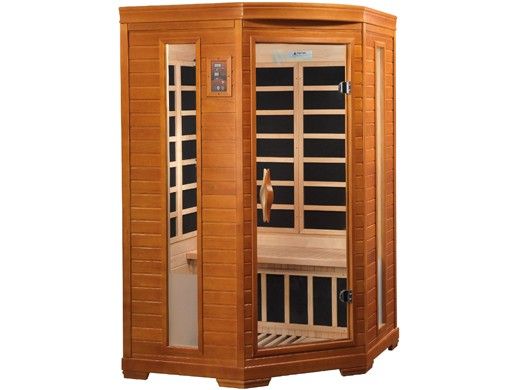 Golden Designs Dynamic Heming 2-Person Corner Low EMF FAR Infrared Sauna | Hemlock | DYN-6225-02 Elite