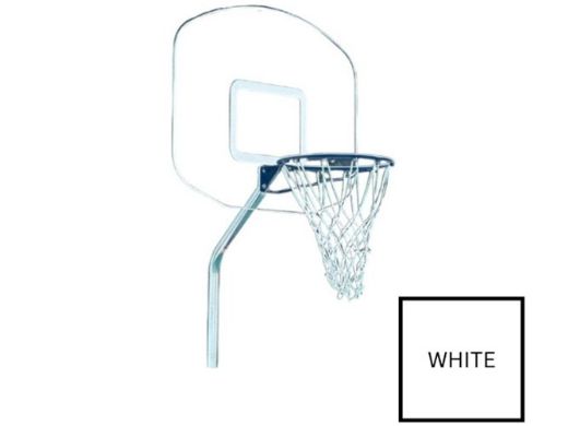Global Pool Products Heavy Duty Basketball Set | 12" Offset with Net & Ball | White Frame | No Anchors | GPPOTE-HDBBS-WH