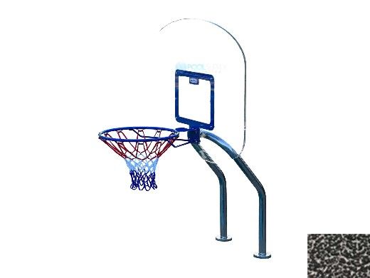 Global Pool Products X2 Basketball Set | 16" Anchor Spacing | Dual Pole with Net & Ball | Silver Vein Frame | No Anchors | GPP-X2BB16-SV