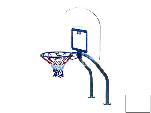 Global Pool Products X2 Basketball Set | 16" Anchor Spacing | Dual Pole with Net & Ball | White Frame | No Anchors | GPP-X2BB16-WH