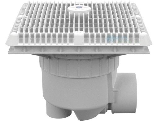 Aquastar 12" Square Wave Suction Outlet Cover with 3" Socket Sump and 4" Spigot | Light Gray | WAV12WR103SSB