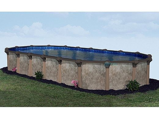 Coronado 18' x 33' Oval Above Ground Pool | White In-Wall Step | Basic Package 54" Wall | 190145