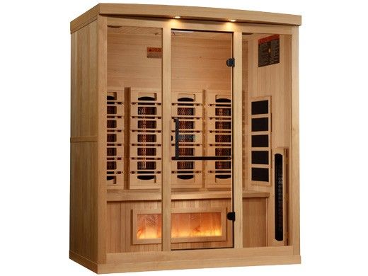 Golden Designs 4-Person Full Spectrum PureTech Near Zero EMF FAR Infrared Sauna with Himalayan Salt Bar | Hemlock | GDI-8040-03