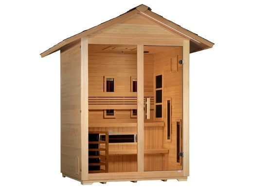 Golden Designs Carinthia 3-Person Hybrid PureTech Outdoor Sauna | Hemlock | GDI-8123-01