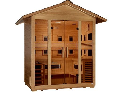 Golden Designs Gargellen 5-Person Hybrid PureTech Outdoor Sauna | Hemlock | GDI-8125-01
