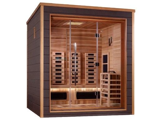 Golden Designs Visby 3-Person Indoor / Outdoor Hybrid Full Spectrum Sauna | Cedar | GDI-8223-01