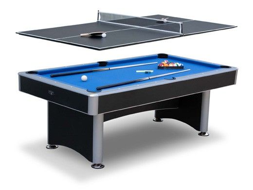 Hathaway Maverick II 7-Ft. Pool Table with Table Tennis Top | Black with Blue Felt | BG50390