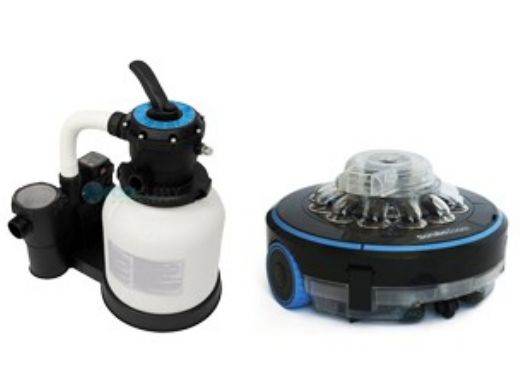 CaliMar® 16" Above Ground Pool Sand Filter with 0.75HP Single Speed Pump and Aquamoto Scrubo Zoom Cordless Robotic Pool Cleaner Kit | CMARITX16-AQM301000