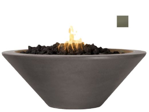 The Outdoor Plus 48" Round Cazo Fire Bowl | GFRC Concrete | Low Voltage Electronic Ignition - Liquid Propane | Ash | OPT-48RFOE12V-ASH-LP