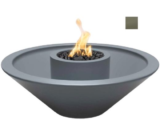 The Outdoor Plus 48" Round Cazo 360 Degree Spill Fire & Water Bowl | GFRC Concrete | Low Voltage Electronic Ignition - Natural Gas | Ash | OPT-48CZFW360E12V-ASH-NG