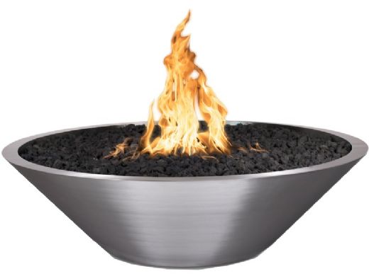 The Outdoor Plus 48" Round Cazo Fire Pit | Narrow Ledge | Match Lit - Liquid Propane | Stainless Steel | OPT-SS48FP-LP