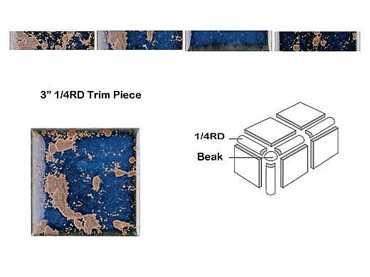 National Pool Tile Discovery Field 3x3 Trim | Terra Blue | DSF10N .25RD