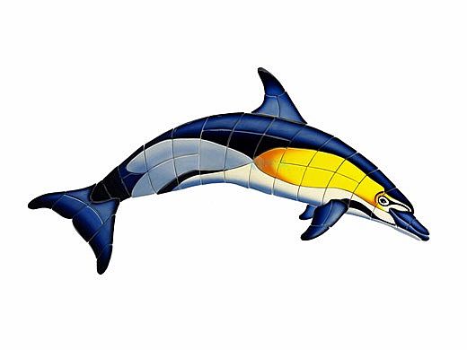 Ceramic Mosaic Common Dolphin-A | 52" x 24" | D1-52