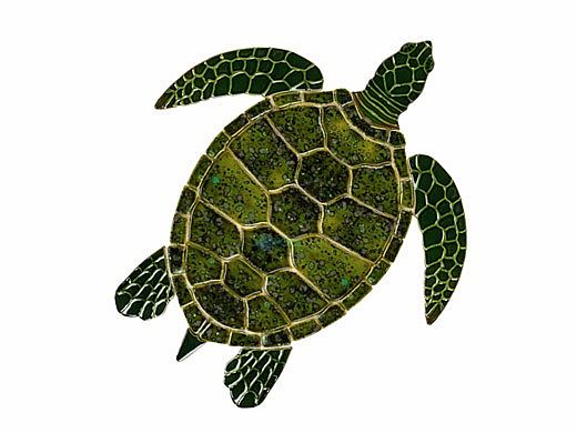 Ceramic Mosaic Green Sea Turtle | 5" x 5" | GT7-5