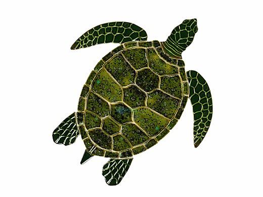 Ceramic Mosaic Green Sea Turtle | 24" x 21" | GT7-24