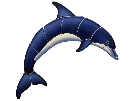 Ceramic Mosaic Blue Dolphin - A 21 inches x 14 inches | BD42-21
