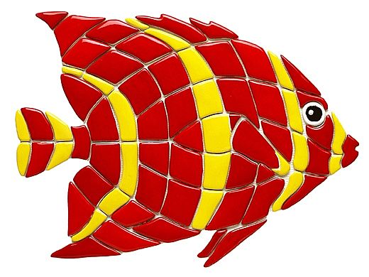 Ceramic Mosaic Red Angelfish 18 in x 15 in | RA20-18