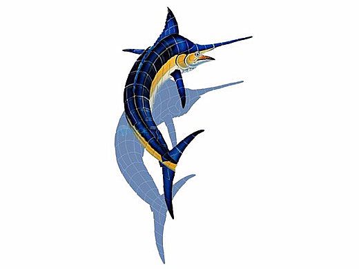 Ceramic Mosaic Marlin with Shadow 75 in x 43 in | M63/SH