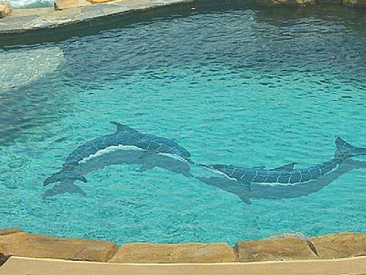 Ceramic Mosaic Blue Dolphin - A 52 inches x 36 inches | BD42-52