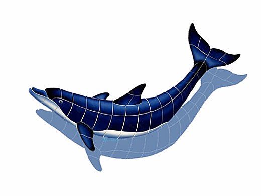 Ceramic Mosaic Blue Dolphin-B with Shadow | 43" x 19" | BD43-42/SH