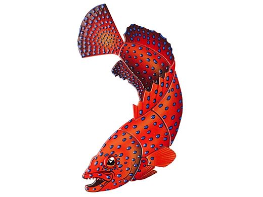 Ceramic Mosaic Coral Grouper 16 in x 9 in | CG76