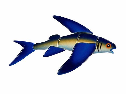 Ceramic Mosaic Flying Fish-C | 12" x 7" | FF47