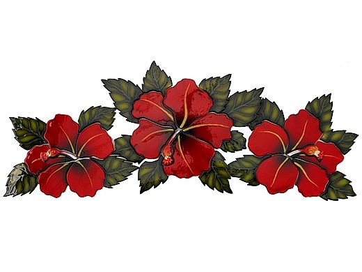 Ceramic Mosaic Hibiscus Flower Ree 27"x10" | HF74R
