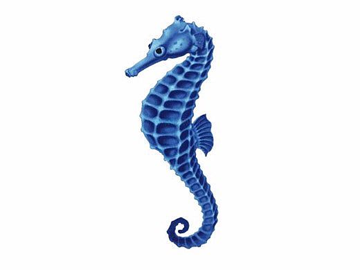 Porcelain Mosaic Blue Seahorse | 4" x 9" | PORC-SH17BL-9