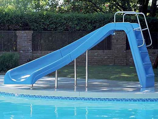 Inter-Fab White Water Pool Slide | Left Curve | Blue | WWS-CLB-SS