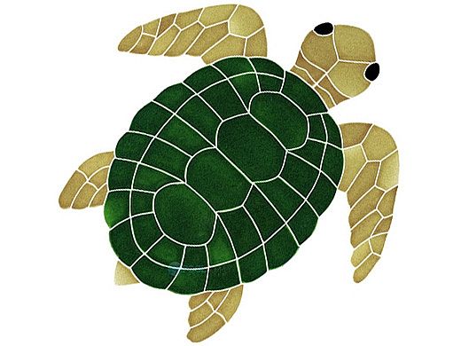 Artistry In Mosaics Turtle Classic Topview Natural Mosaic | Large - 21" x 21" | TURNATTL