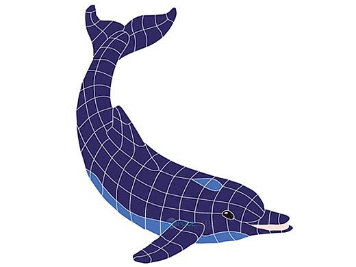 Artistry In Mosaics Dolphin Classic Downward Mosaic | Medium - 38" x 24" | DOLBLUDM
